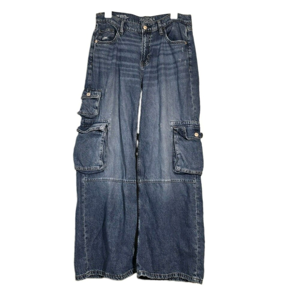 Arizona Jean Co Low Rise Baggy Cargo Jeans Women's 10 W32 L30 Y2K Blue